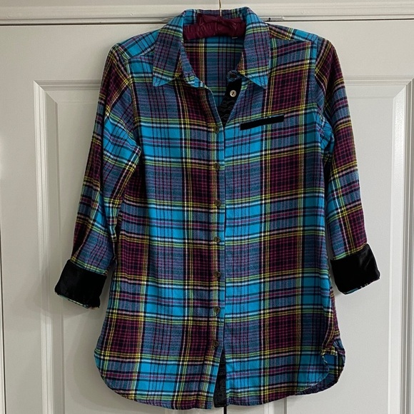 Soft Surroundings Tops - Soft Surroundings Multicolor Plaid Flannel Shirt
